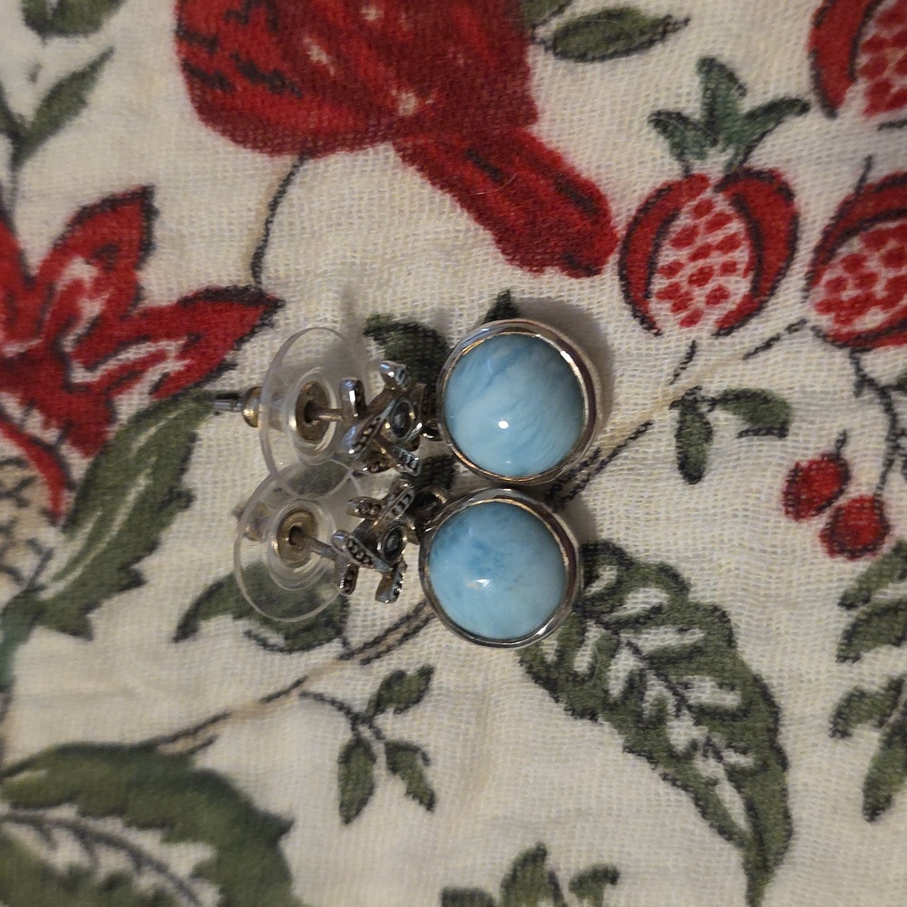 Marahlago Sterling Silver Earrings With Larimar Stone